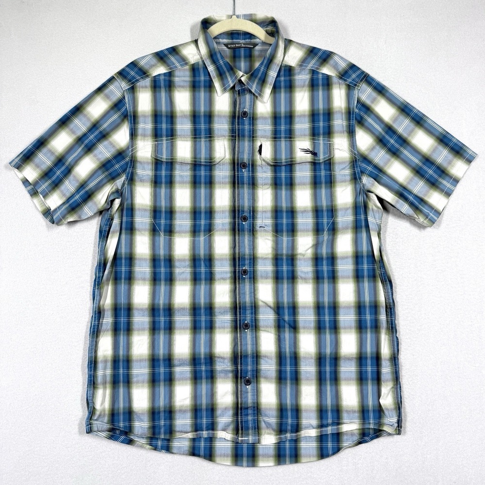 Sitka Gear Globetrotter Shirt Mens‎ Large Plaid Fishing Hiking Outdoor Vented